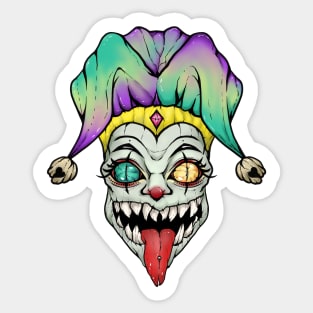 Cracked Jester (Colored) Sticker